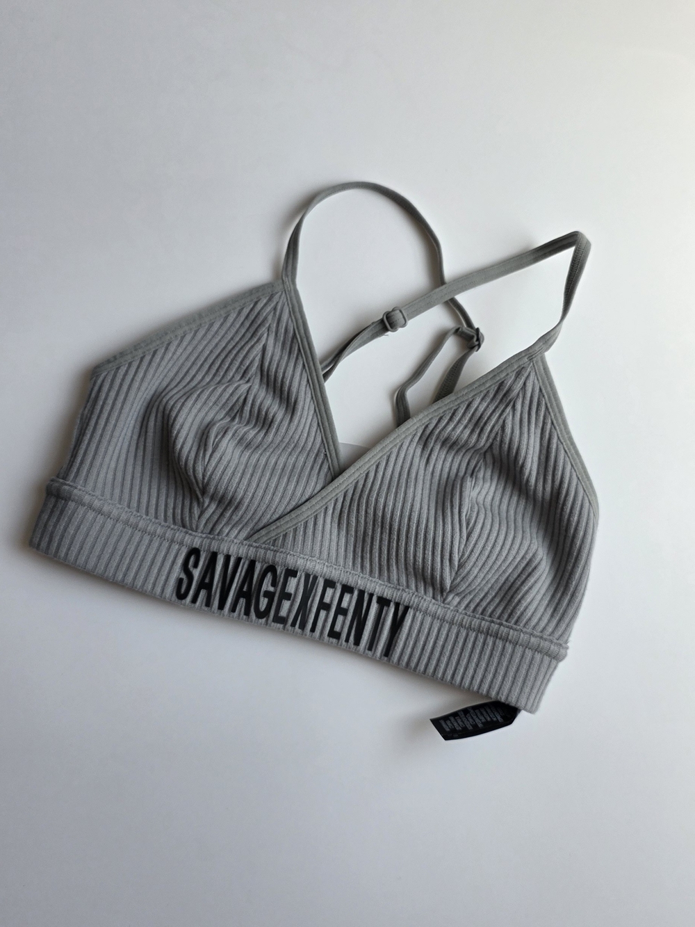 Savage X Fenty Light Gray Ribbed Triangle Bralette